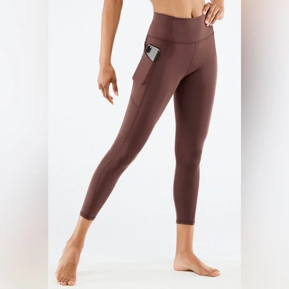 Fabletics Oasis PureLuxe High-Waisted 7/8 Leggings brown M - Picture 2 of 8